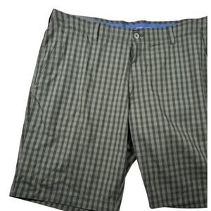 Under Armour Golf Shorts Performance Chino Checkered Plaid Olive Green sz 40